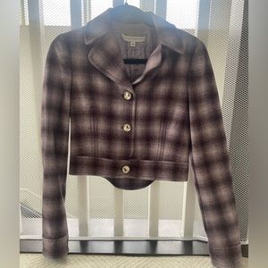 CAROLINA HERRARA Purple plaid cropped jacket